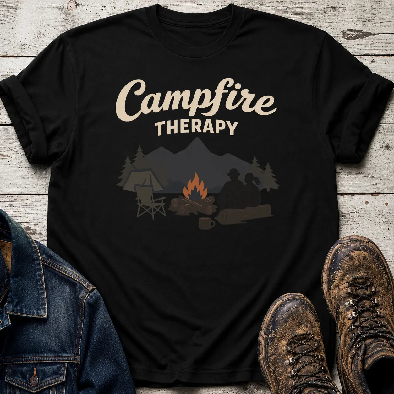 Campfire Therapy T-Shirt S / Black