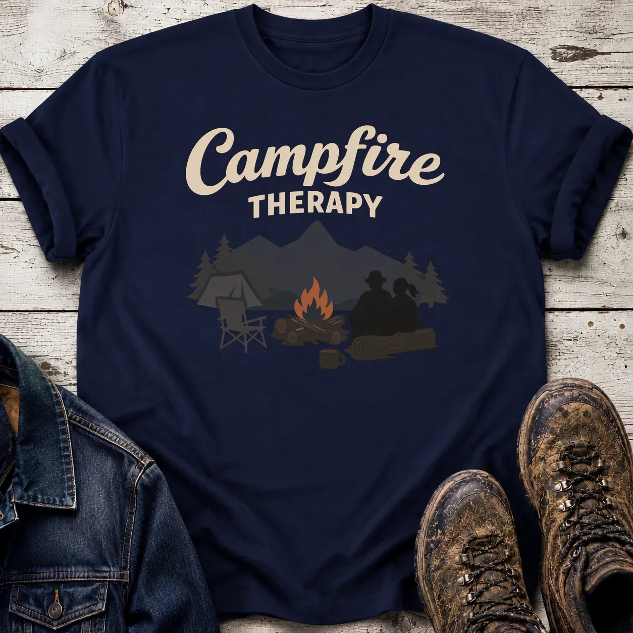 Campfire Therapy T-Shirt S / Navy