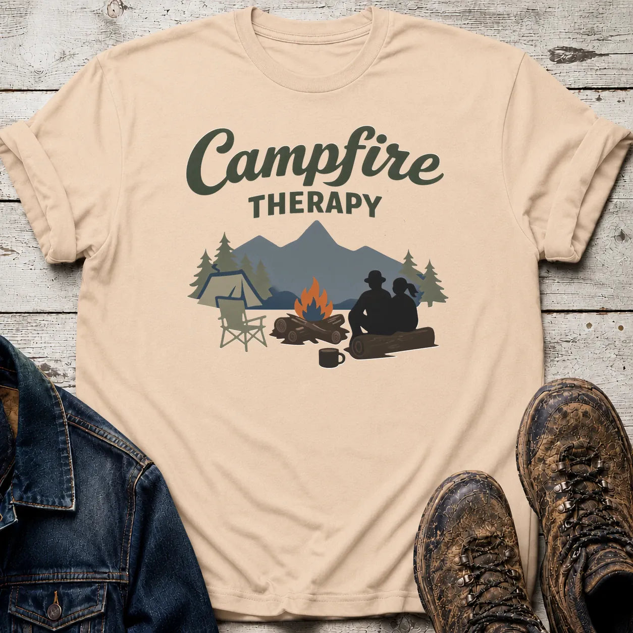 Campfire Therapy T-Shirt S / Sand