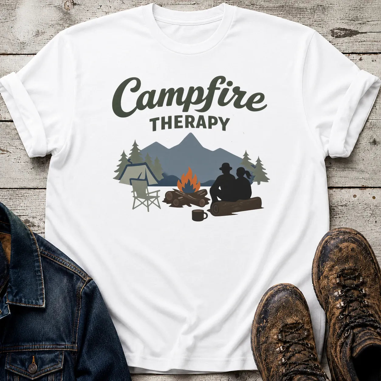 Campfire Therapy T-Shirt S / White