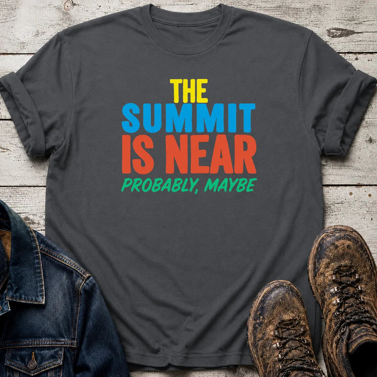 Summit Is Near T-Shirt Charcoal / S