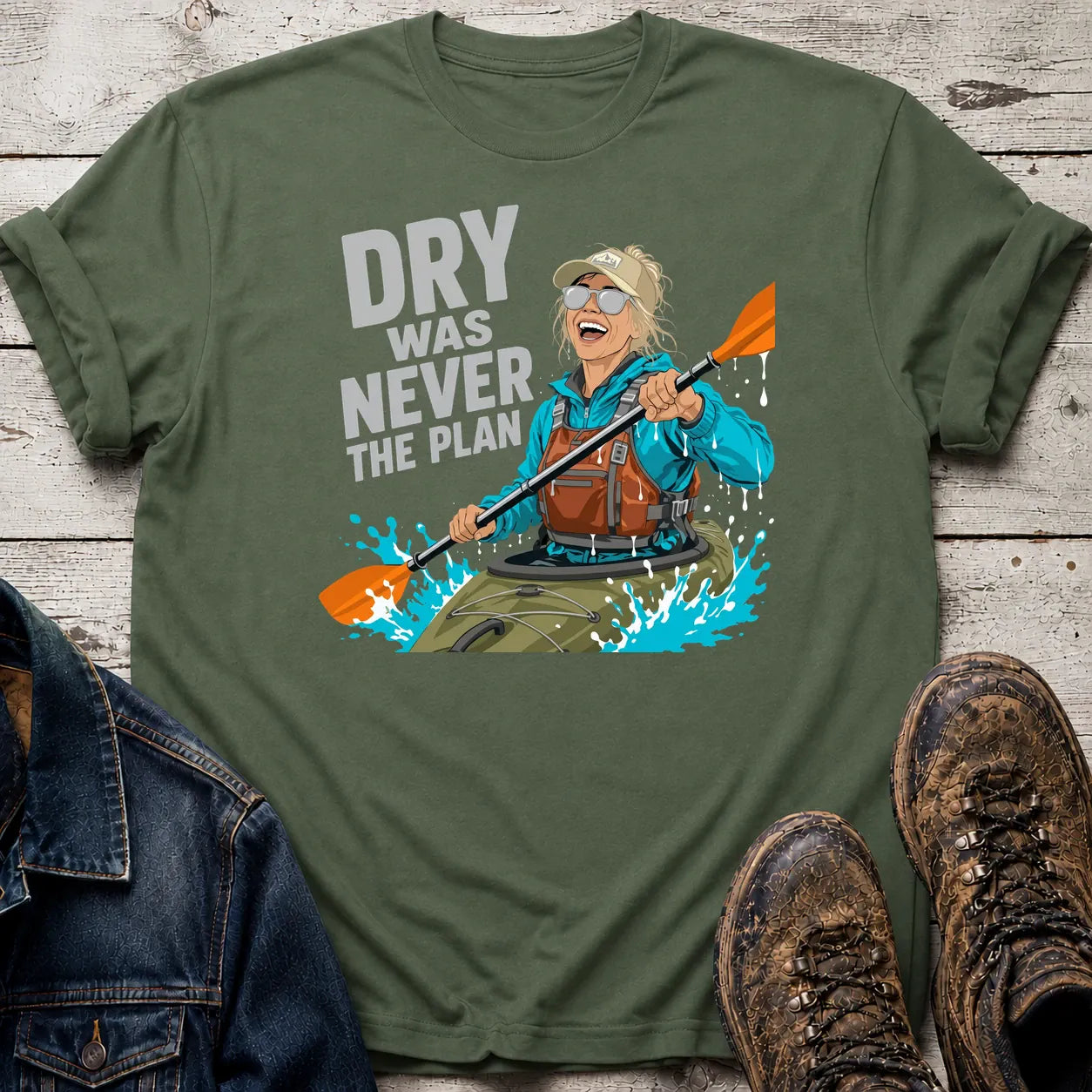 Wet Kayaker T-Shirt Military Green / S